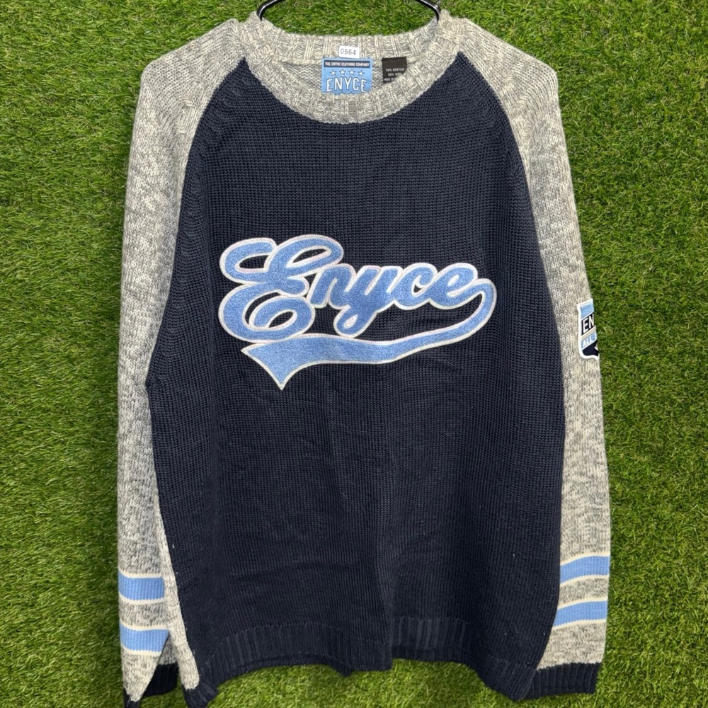 Enyce Vintage Knit Sweater XXL Menswear Streetwear Blue Gray Logo